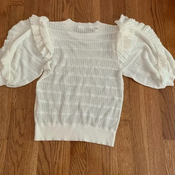 Ulla Johnson Cream Short Sleeve Sweater in Loose Knit Size XS - Picture 6 of 9